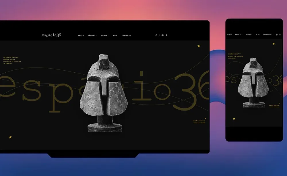 La web de espacio36 en ordenador y móvil, diseñada por BARRONVISUAL