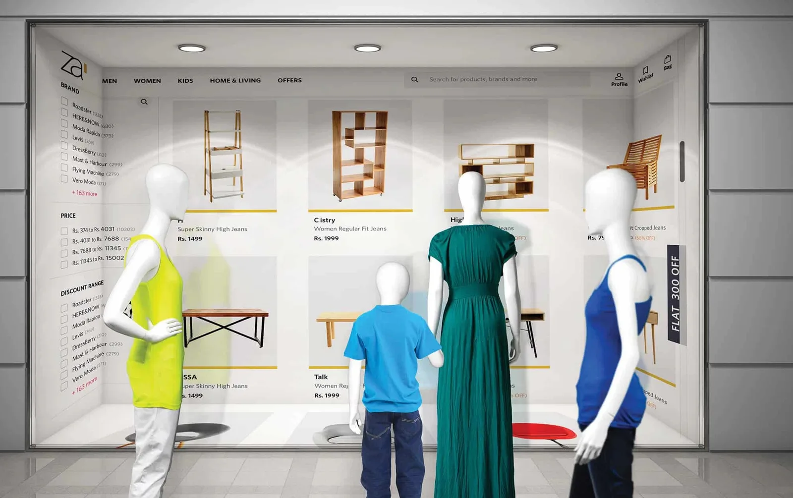 Shop window laid out like an online store page
