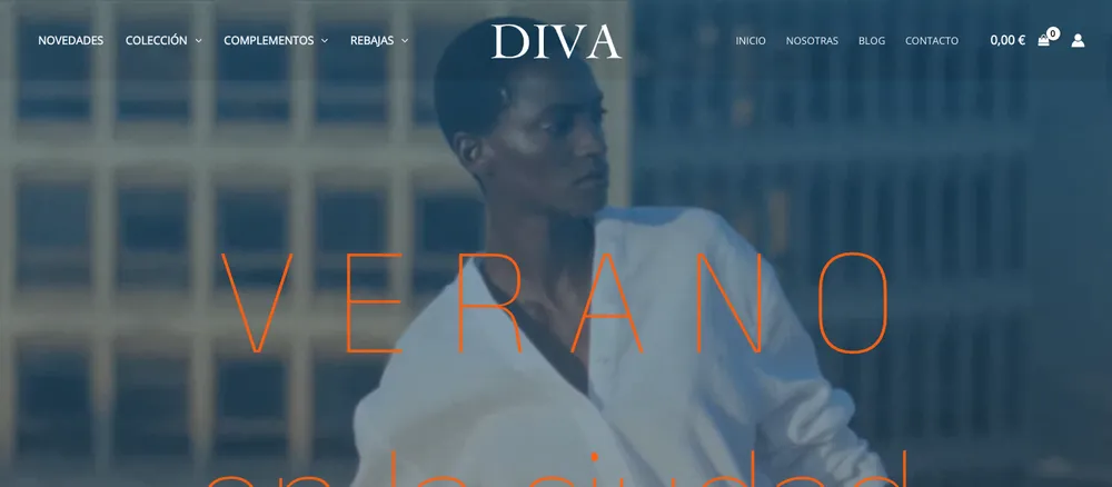 Homepage of the Diva Zamora website